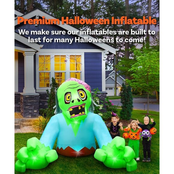 7FT Ground-breaking Zombie Halloween Inflatable Decoration with LED Light - Picture 6 of 7